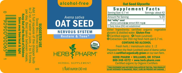 Herb Pharm, Oat Seed, Alcohol-Free, 1 fl oz