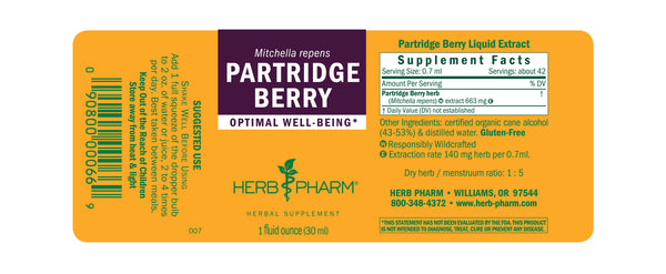 Herb Pharm, Partridge Berry, 1 fl oz