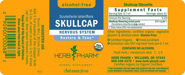 Herb Pharm, Skullcap, Alcohol-Free, 4 fl oz
