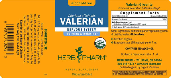 Herb Pharm, Valerian, Alcohol-Free, 4 fl oz