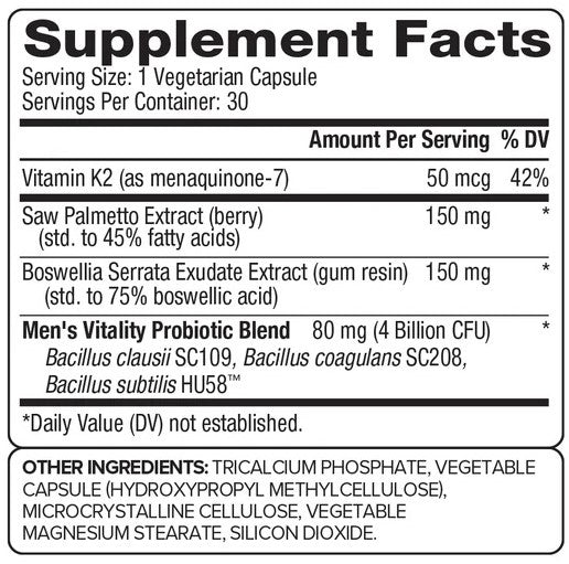 Probiogen, Men’s Vitality Spore Probiotic, 30 Vegetarian Capsules