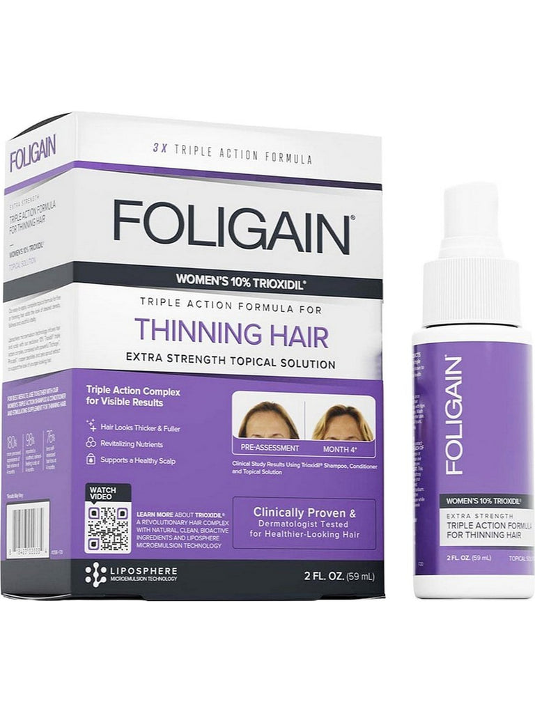 FOLIGAIN, Women's Triple Action Complete Formula for Thinning Hair with 10% Trioxidil, 2 oz