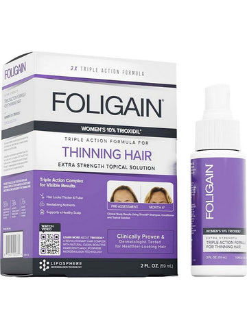 FOLIGAIN, Women's Triple Action Complete Formula for Thinning Hair with 10% Trioxidil, 2 oz
