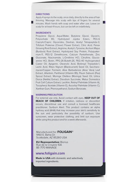 FOLIGAIN, Women's Triple Action Complete Formula for Thinning Hair with 10% Trioxidil, 2 oz