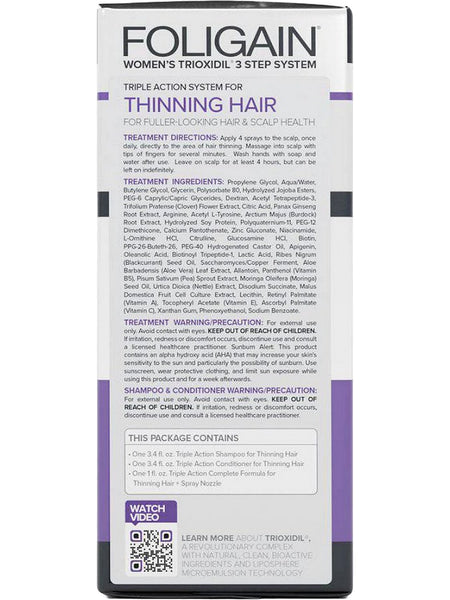 FOLIGAIN, Women's Triple Action Complete System For Thinning Hair Trial Set with 2% Trioxidil, 1 Kit