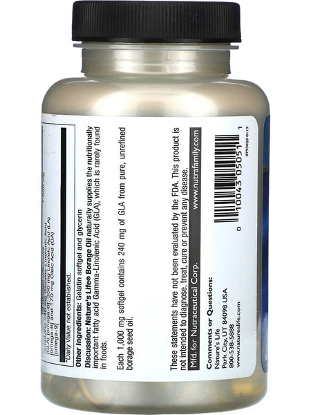 Nature's Life, Borage Oil, 1000 mg, 60 Softgels