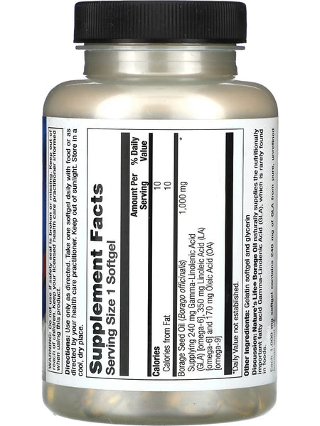 Nature's Life, Borage Oil, 1000 mg, 60 Softgels
