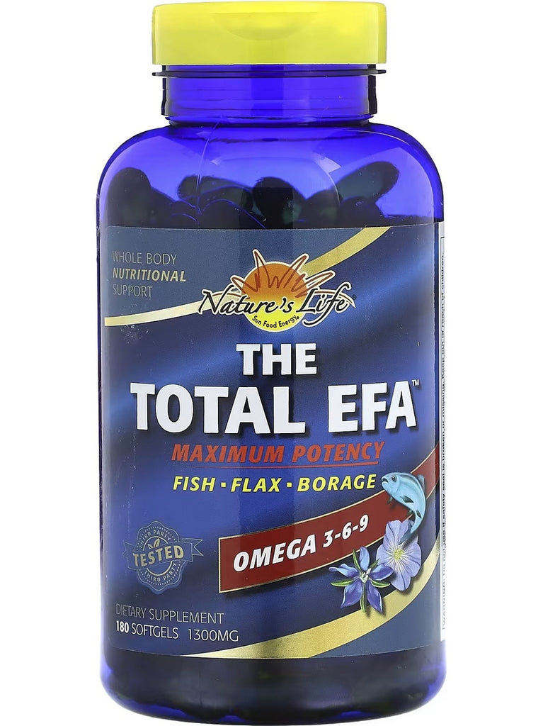 Nature's Life, The Total EFA Maximum Potency, 1300 mg, 180 Softgels