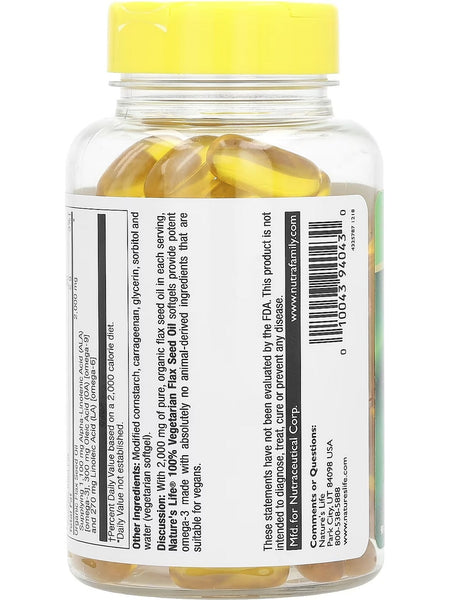 Nature's Life, Flax Seed Oil, 90 Vegetarian Softgels
