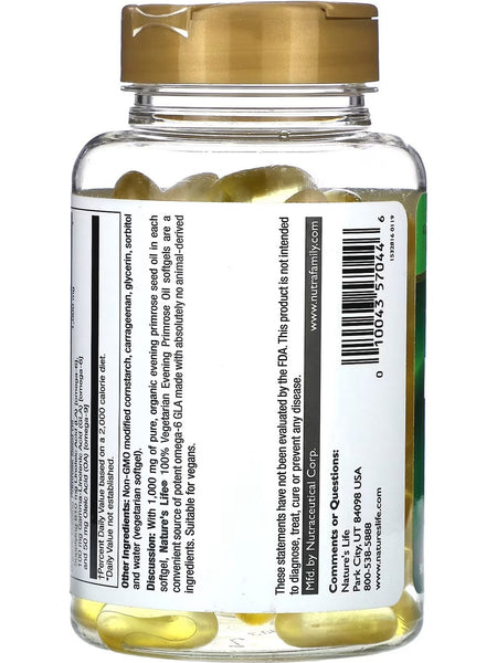 Nature's Life, Evening Primrose Oil, 90 Vegetarian Softgels