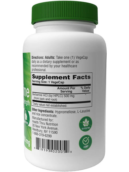 Health Thru Nutrition, Berberine 500 mg, 120 VegeCaps