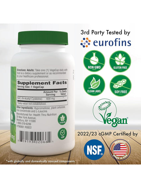 Health Thru Nutrition, NAC N-Acetyl Cysteine 600 mg, 60 VegeCaps