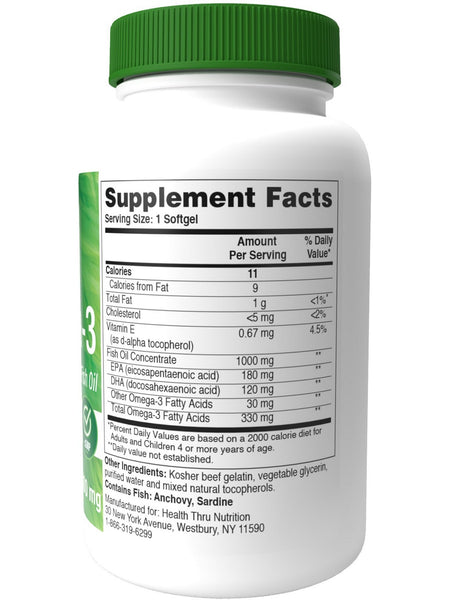 Health Thru Nutrition, Omega-3 1000 mg, 100 Softgels