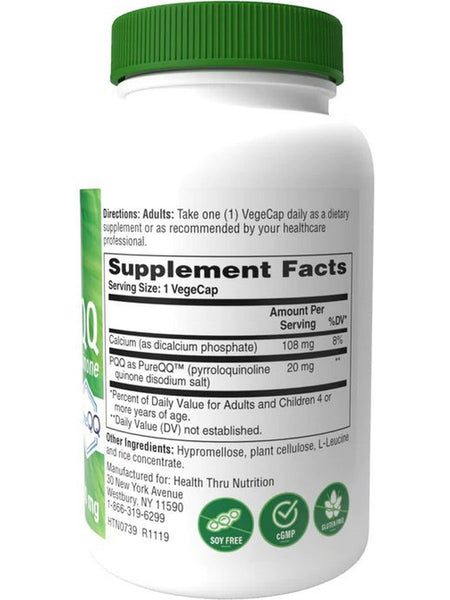 Health Thru Nutrition, PQQ Pyrroloquinoline Quinone 20 mg, 60 VegeCaps