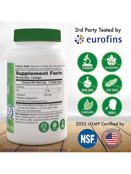 Health Thru Nutrition, Ubiquinol CoQ10 100 mg, 120 Softgels