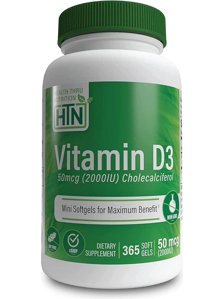 Health Thru Nutrition, Vitamin D3 2000 IU (as Cholecalciferol), 365 Softgels
