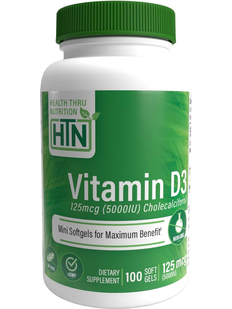 Health Thru Nutrition, Vitamin D3 5000 IU (as Cholecalciferol), 100 Softgels