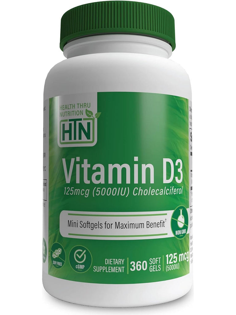 Health Thru Nutrition, Vitamin D3 5000 IU (as Cholecalciferol), 360 Softgels