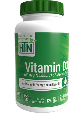 Health Thru Nutrition, Vitamin D3 10,000 IU (as Cholecalciferol), 120 Softgels