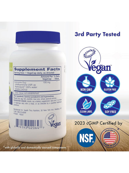 Health Thru Nutrition, H2Q Pure CoQ-10 100 mg, 60 VegeCaps