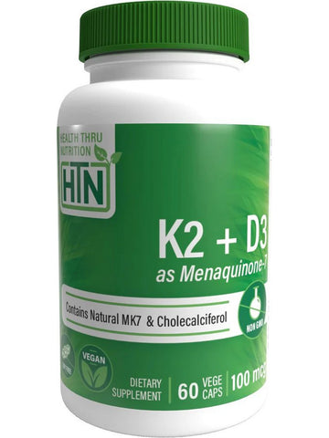 Health Thru Nutrition, K2 + D3 as Menaquinone-7, 60 VegeCaps