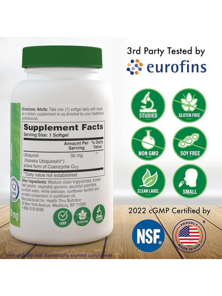 Health Thru Nutrition, Ubiquinol Co-Q10 Kaneka 50mg, 90 Softgels