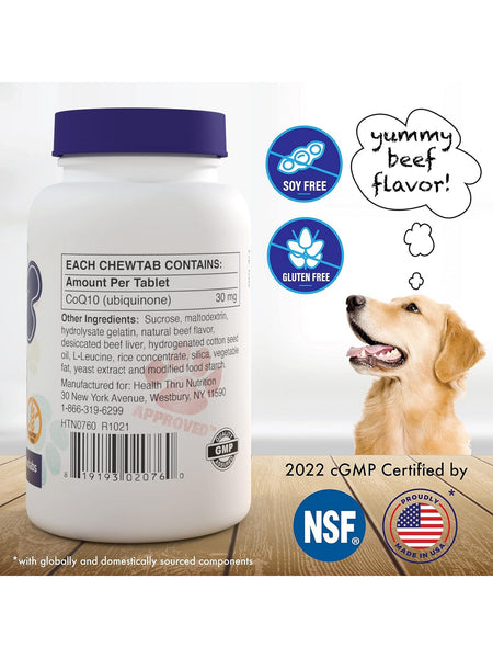 Health Thru Nutrition, CoQ10 30 mg For Dogs, 60 Beef Flavor Chewtabs