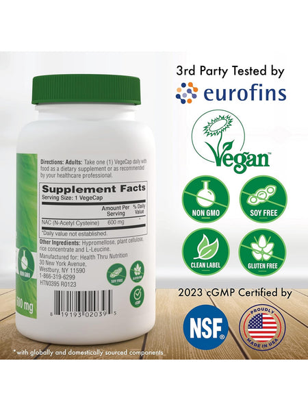 Health Thru Nutrition, NAC N-Acetyl Cysteine 600mg, 120 VegeCaps