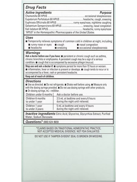 Hyland's, Baby Tiny Cold Syrup Nighttime, 4 fl oz