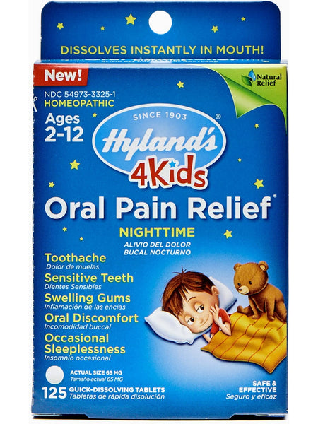Hyland's, 4 Kids Oral Pain Relief NighttimeTablets, 125 Tablets