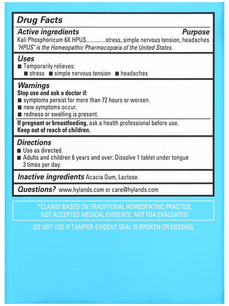 Hyland's, Cell Salt #6 Kali Phos 6x, 100 Quick-Dissolving Single Tablet Doses