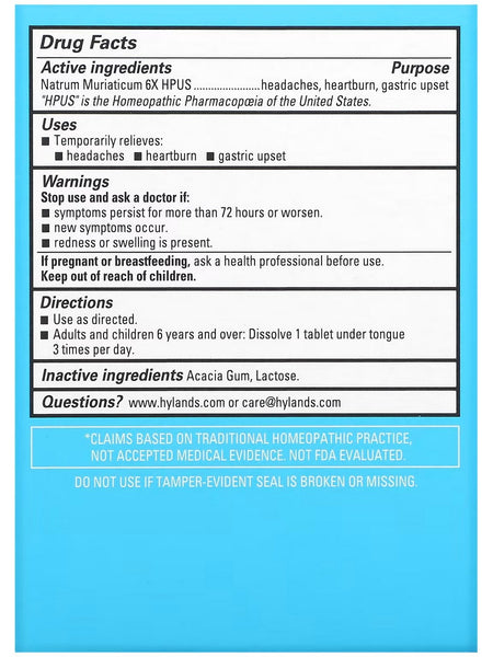 Hyland's, Cell Salt #9 Nat Mur 6x, 100 Quick-Dissolving Single Tablet Doses
