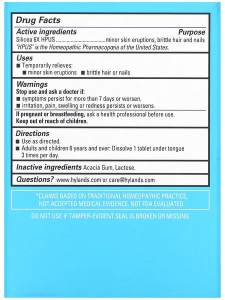 Hyland's, Cell Salt #12 Silicea 6x, 100 Quick-Dissolving Single Tablet Doses