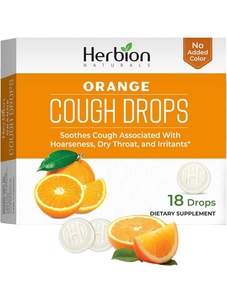 Herbion Naturals, Cough Drops, Orange, 18 Drops