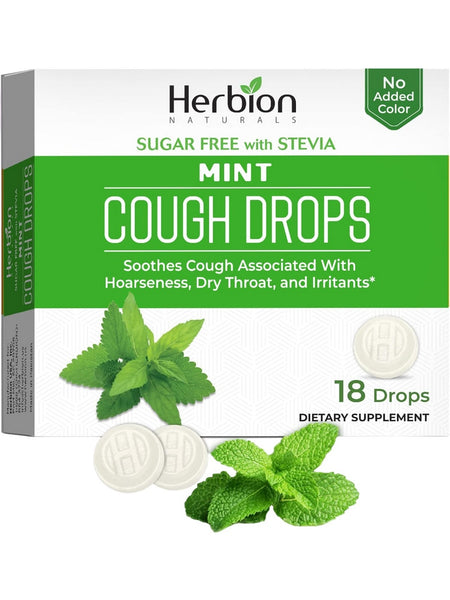 Herbion Naturals, Sugar Free with Stevia, Cough Drops, Mint, 18 Drops