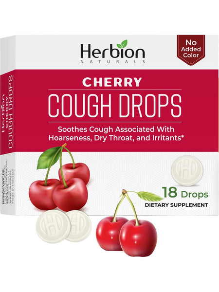 Herbion Naturals, Cough Drops, Cherry, 18 Drops