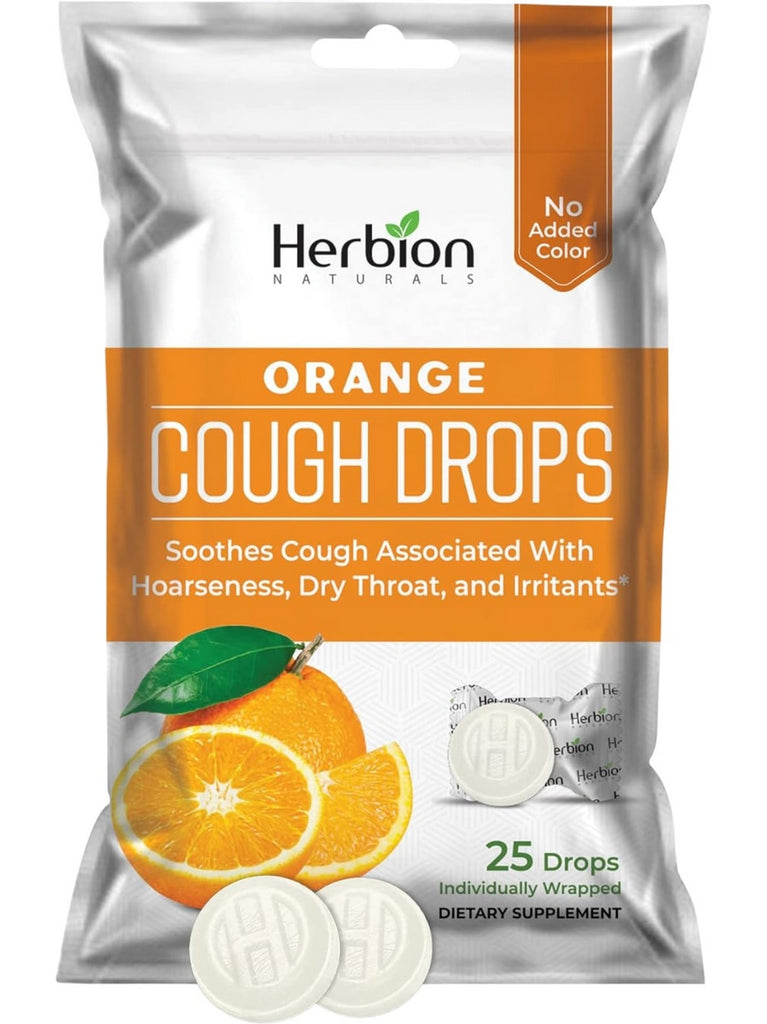 Herbion Naturals, Cough Drops, Orange, 25 Drops