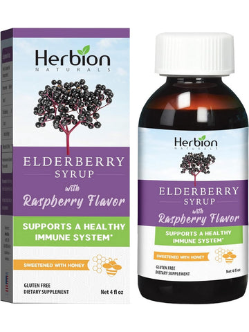Herbion Naturals, Elderberry Syrup, Raspberry, 4 fl oz