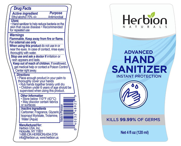Herbion Naturals, Advanced Hand Sanitizer, 4 fl oz