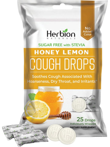 Herbion Naturals, Sugar Free with Stevia, Cough Drops, Honey Lemon, 25 Drops