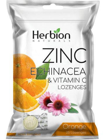Herbion Naturals, Zinc, Echinacea and Vitamin C Lozenges, Orange, 25 Lozenges
