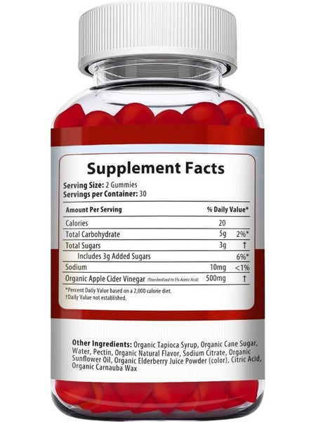 Herbion Naturals, Organic Apple Cider Vinegar Gummies with The Mother, Natural Apple, 60 Pectin Gummies