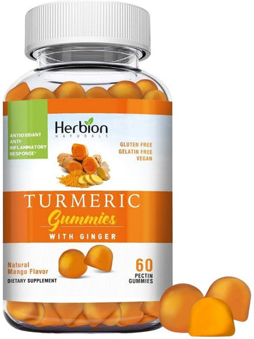 Herbion Naturals, Turmeric Gummies with Ginger, Natural Mango, 60 Pectin Gummies