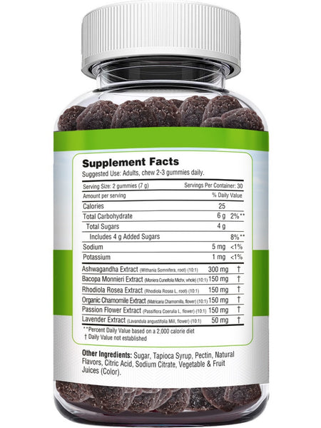 Herbion Naturals, Ashwagandha Gummies with Rhodiola Rosea and Passion Flower, Natural Blackberry, 60 Pectin Gummies