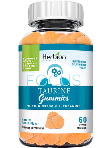 Herbion Naturals, Taurine Gummies with Ginseng and L-Theanine, Natural Peach, 60 Pectin Gummies