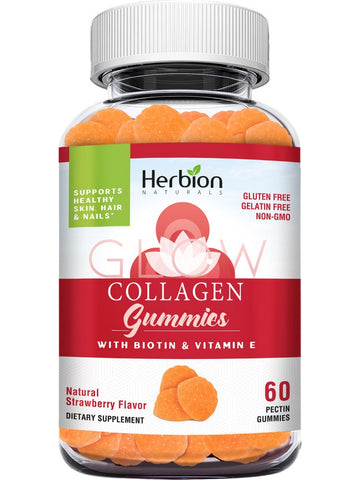 Herbion Naturals, Collagen Gummies with Biotin and Vitamin E, Natural Strawberry, 60 Pectin Gummies