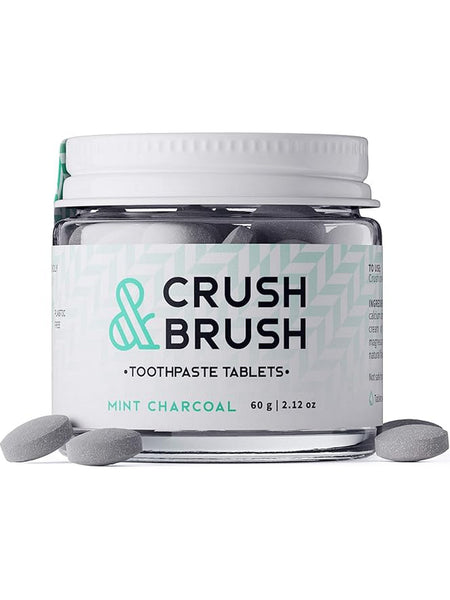 Nelson Naturals, Crush & Brush, Toothpaste Tablets, Mint Charcoal, 2.12 oz (80 Tablets)