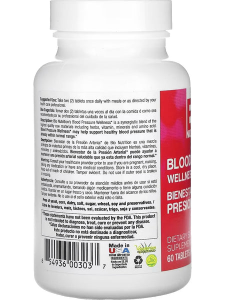 Bio Nutrition, Blood Pressure Wellness, 60 Tablets