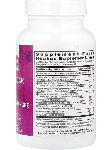 Bio Nutrition, Blood Sugar Wellness, 60 Vegetarian Capsules