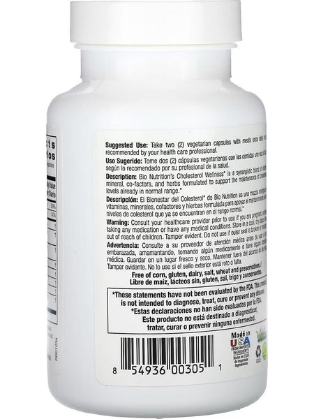 Bio Nutrition, Cholesterol Wellness, 60 Vegetarian Capsules